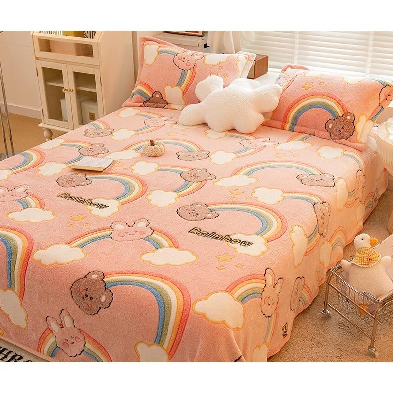 Active Printing Dyeing Double-sided Plush Blanket Dormitory Single Blankets Soft Skin Friendly Bed Sheets Bedclothes Multi Functional Covers 1pcs
