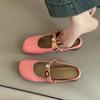 Retro square head one-word buckle slippers Muller sandals girl 2025 summer French rhinestone ugly cute flat bottom half slippers