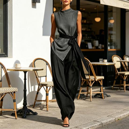 Women's Suits Two Piece Set Breathable Casual Loose Fit Solid Color Outfits for Home Party Office Vacation Daily Wear