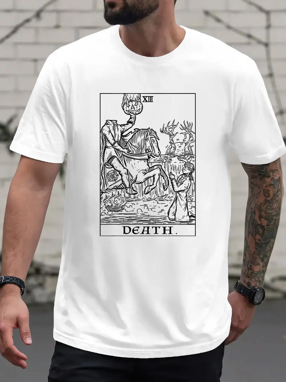 

Black Death Tarot Knight Graphic Print T-shirt - 95% Polyester 5% Elastane Stretch M