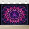 1 sztuka, żywy gobelin Mandala w stylu boho - wzory niebieskie i czerwone, odpowiedni do dekoracji wewnątrz/na zewnątrz
