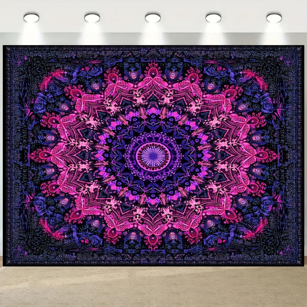 1 sztuka, żywy gobelin Mandala w stylu boho - wzory niebieskie i czerwone, odpowiedni do dekoracji wewnątrz/na zewnątrz