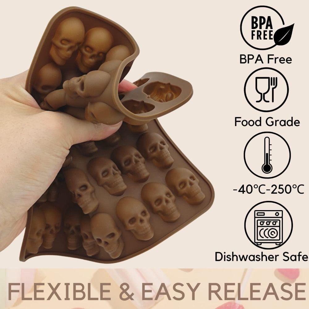 Reusable Skull Silicone Mold 40 Cells Skeleton Head Mould Mini Skeleton Head Mold  Kitchen