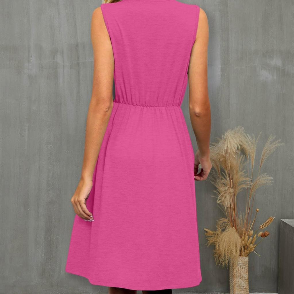 Damenmode Einfarbig V-Ausschnitt Spitze Spleißen Weste Ärmelloses Kleid