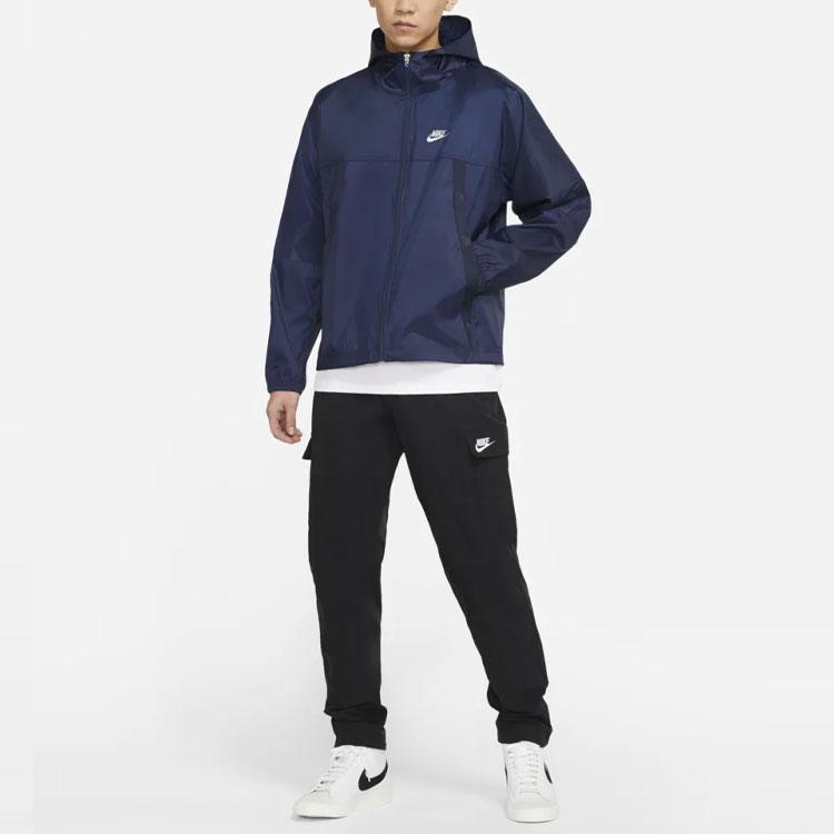 Nike Running Windbreaker Jacket With Hood Men Outerwear Blue DC6978-451