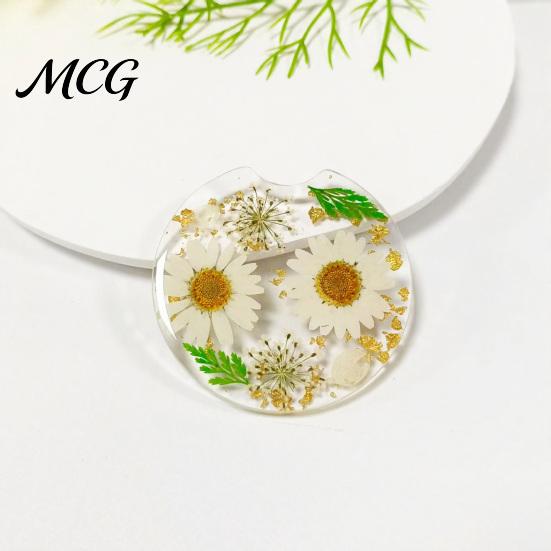 Reusable Car Coaster Coaster, Durable Resin Flower Drink Mirror Polished Unique Natural Coffee Cup Holder, for Interior Accessories Heat Resistant