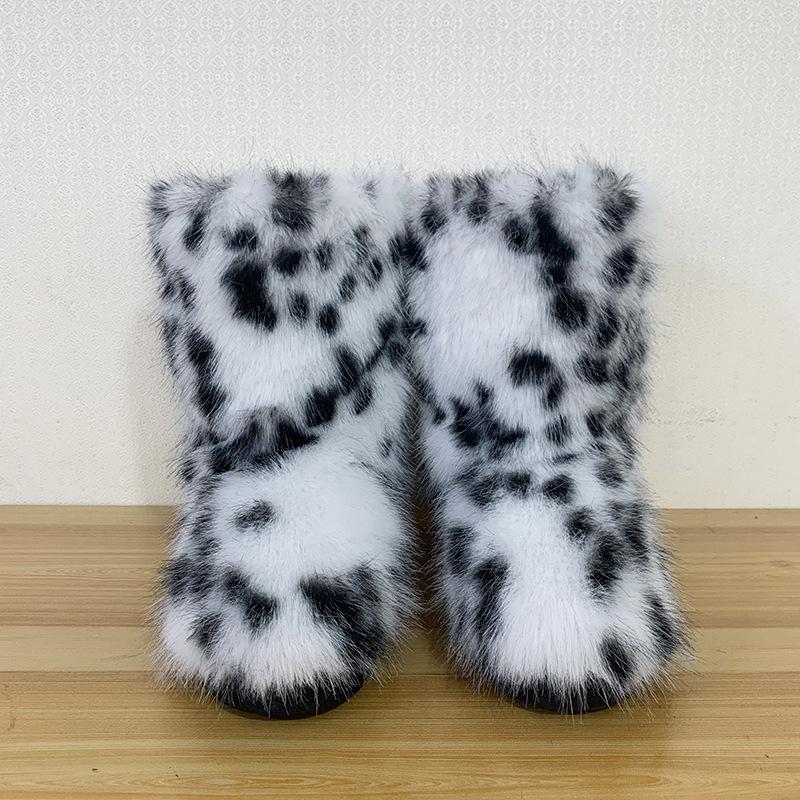 

Женские пушистые сапоги из искусственного меха, пушистые сапоги до середины икры, зимние замшевые теплые ботильоны с меховой подкладкой, женские повседневные ботильоны на плоской подошве 44