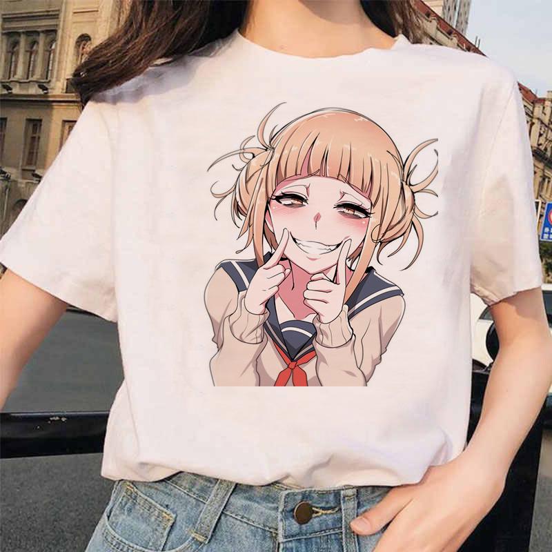 

Японский аниме Ahegao футболка женщин Harajuku Боку Нет герой Академия футболка Senpai Смешные футболки