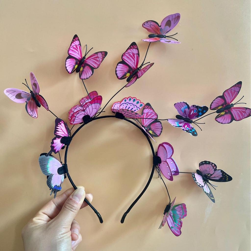 Elegant Korean-Style Bridal Floral Wreath Butterfly Headband