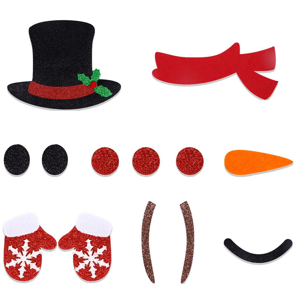 1 Set Festive Christmas Window Stickers Large Holiday Felt Cloth Clings Decor Eye Catching Window Wall Decorations