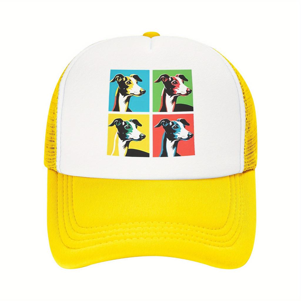Italian Greyhound Pop Art Trucker Hat Breathable Mesh Adjustable Baseball Cap Casual Gift