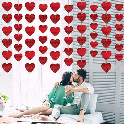 12pcs Red Heart Lanyard Garland Party Decoration for Valentine's Day Party Supplies Perfect for Festive Atmosphere