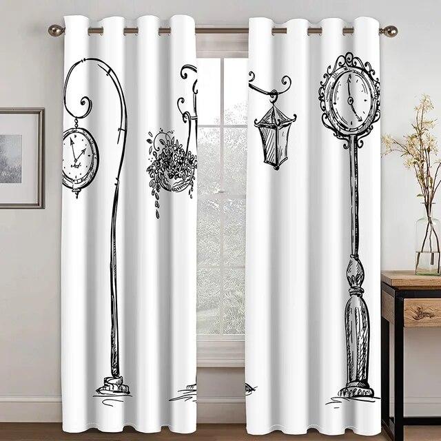 Steampunk Style Antique Composition Brass Fastening Round Print 3D Digital Printing Bedroom Living Room Window Curtains 2 Panels