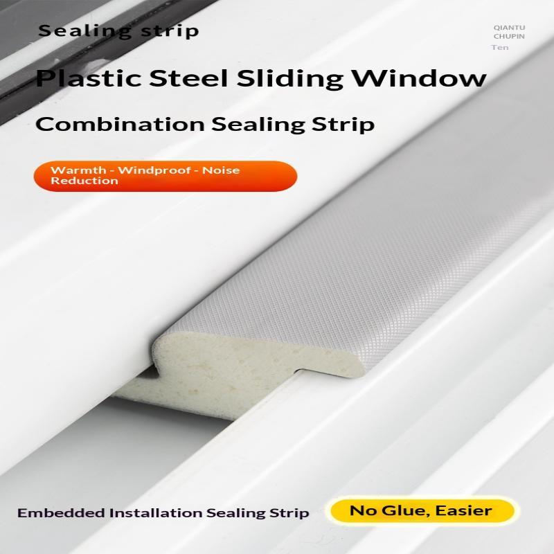 Seal Strip Set Windproof Soundproof Dustproof Self Adhesive Weather Stripping for Sliding Windows Doors Home Office Use