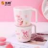 Pink Bunny Baby's Tableware Anti-scald Double-eared Plate Rabbit Shaped Complementary Food Bowls Anti-Fall Cartoon Dinner Plates
