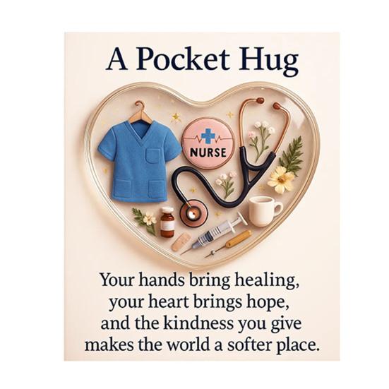 Îmbrățișare de buzunar în formă de inimă cu felicitări Mărturie mică de îmbrățișare de buzunar Cadou de apreciere pentru pompieri, asistente medicale, profesori
