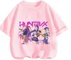 Playful Cartoon Kpop Demon Hunters Kids Tee Summer Casual Round Neck Design Daily School And Outdoor Wear Boys Girls Tops