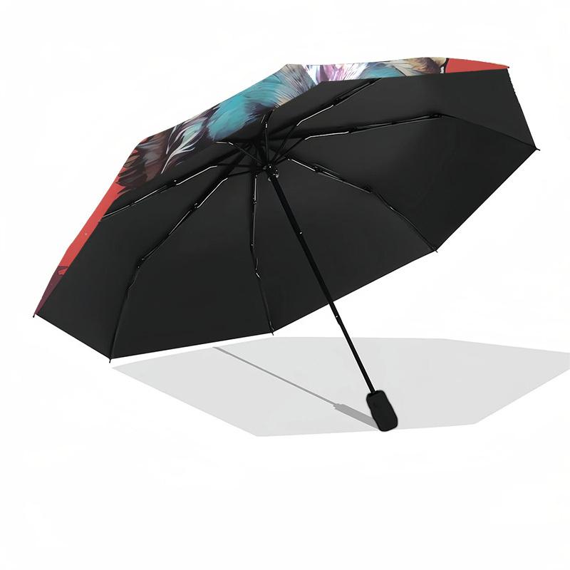 1pc Wolf Portrait Circular Artwork Umbrella with Plastic Handle,Suitable for All Seasons Home Travel Outdoor UmbrellaDD390