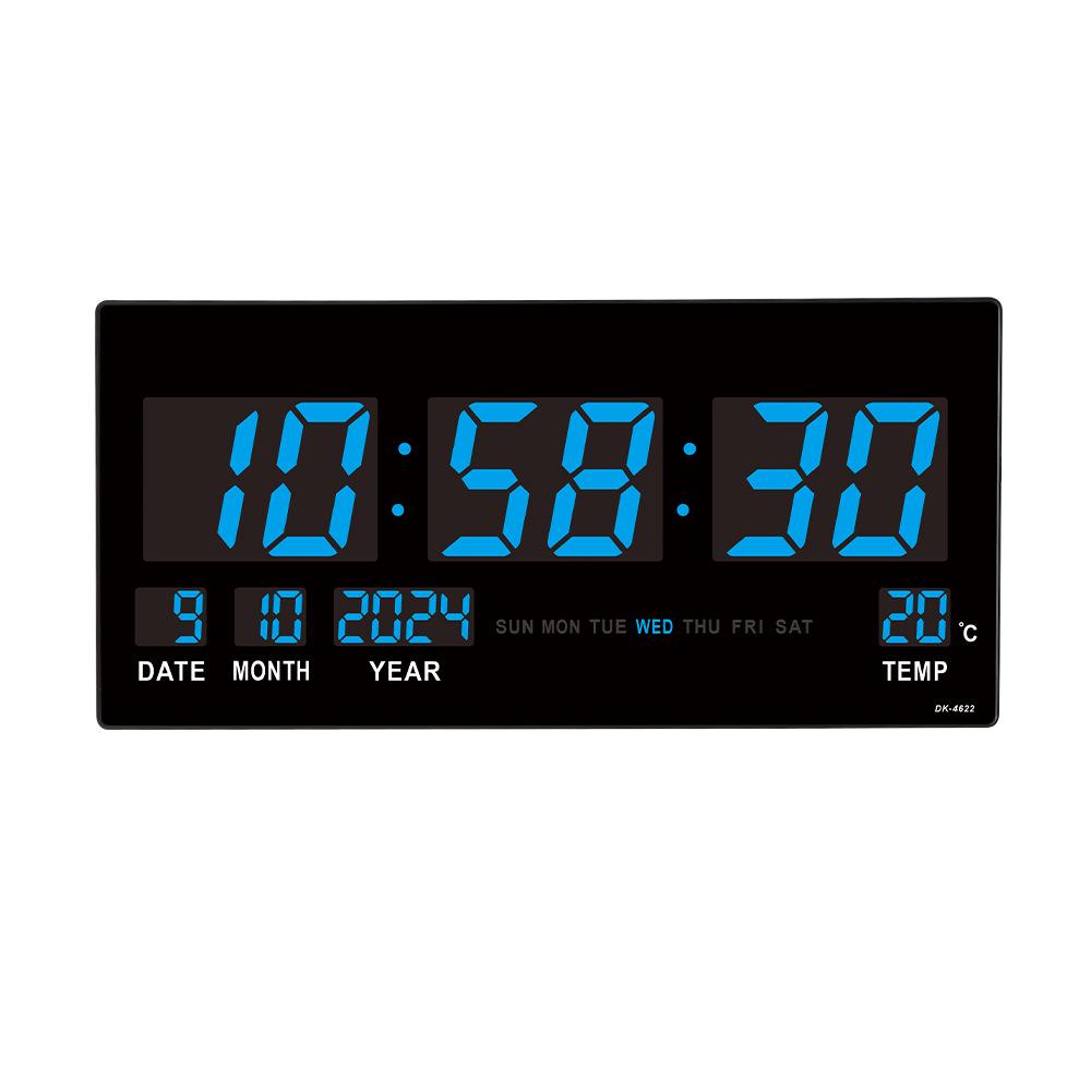 Large LED Wall Clock - English Display with Plug-in Feature for Living Room