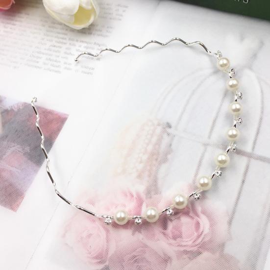 Hair Band Faux Pearls Flexible Alloy Korean Style Headband for Daily Life