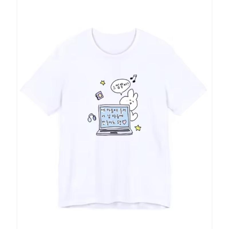 

Womens Graphic TShirt Cute Laptop Korean Text Bunny Ears Harajuku Sleeve Casual Clothing Street Tops New Aesthetic Clothes 4XL