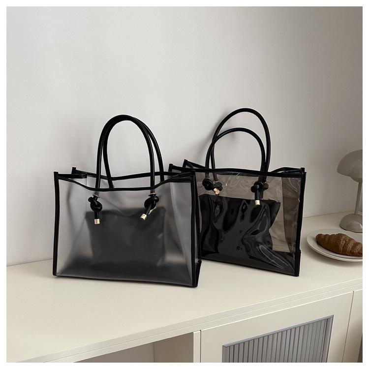 2024 Summer Women's PVC Large Tote - Transparent, Waterproof, Versatile Jelly Bag with Single Shoulder Strap and Large Capacity
