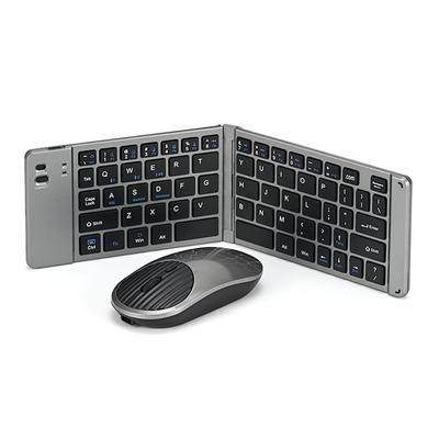 Folding Keyboard and Mouse Set Supports 3 Devices English Compatible with and Smartphone [Multi-Connection, 2.4GHz & Bluetooth] Ultra-Lightweight,