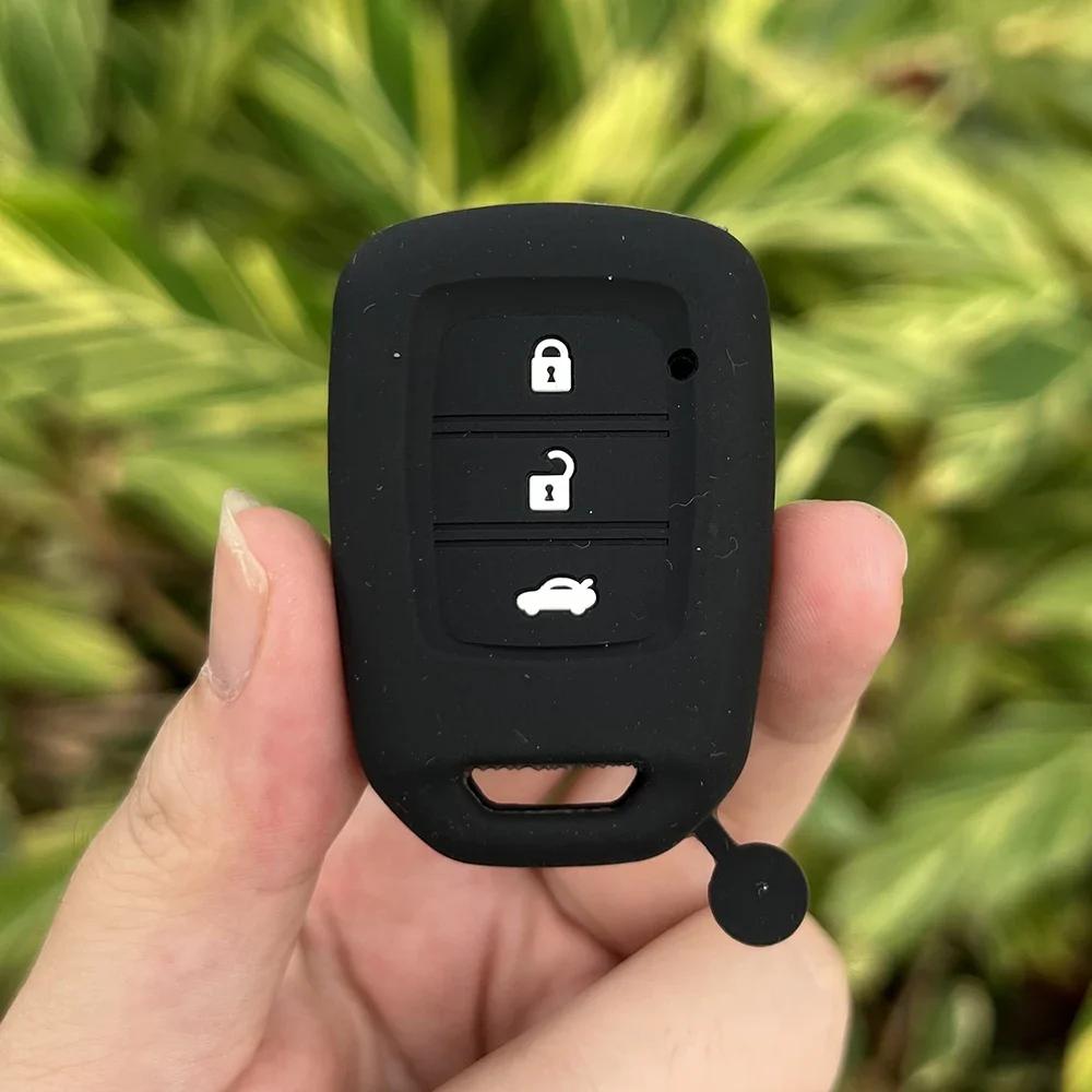 3button Silicone Car Key Fob Cap Cover Protect Skin Case Rubber Shell Hood Set for HONDA Jazz Civic Jade Vezel City Fit HR-V HRV