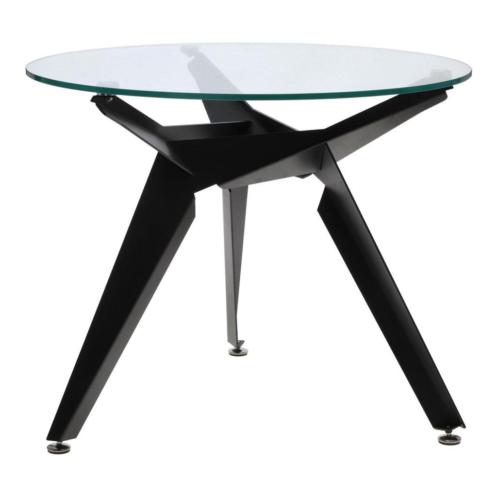 Troy Table Glass Tabletop Round 90 Cm Transparent/Black