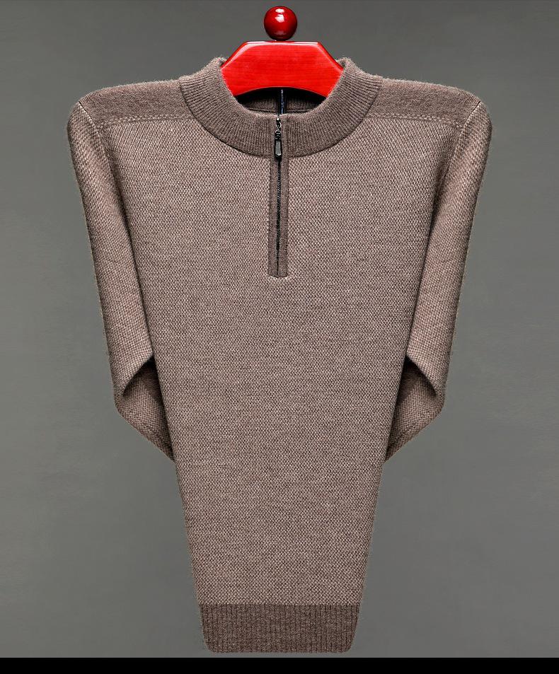 Brand Men's Wool Half-Zip Sweater - 2025 Autumn/Winter Edition: Thick, Warm Middle-Aged Dad Style Base Layer