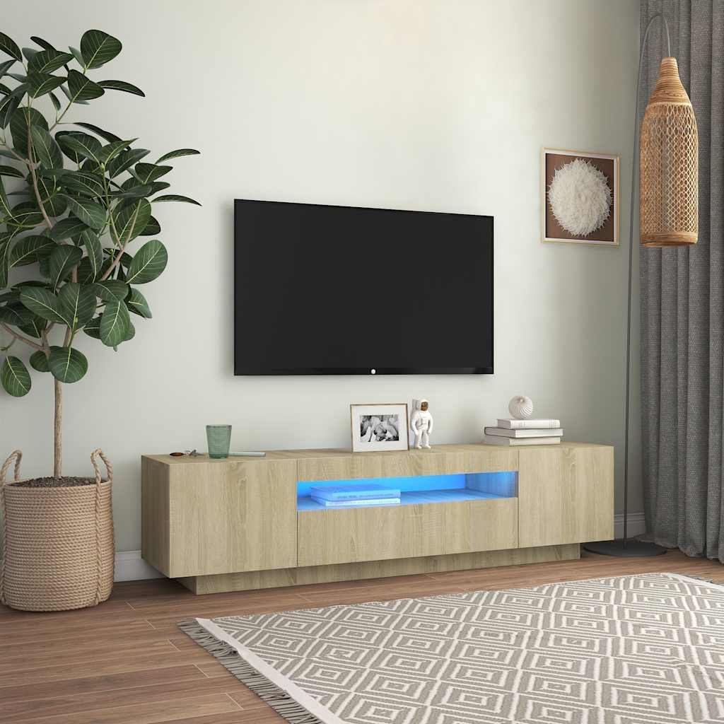 Vidaxl TV-Schrank mit LED-Beleuchtung, Farbe Sonoma-Eiche, 160x35x40 cm