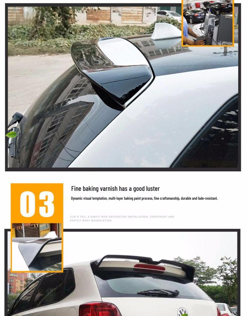 Compatible Rear Spoiler for Polo 06-21 Models: 19 Polo No-Drill Top Tail Modification