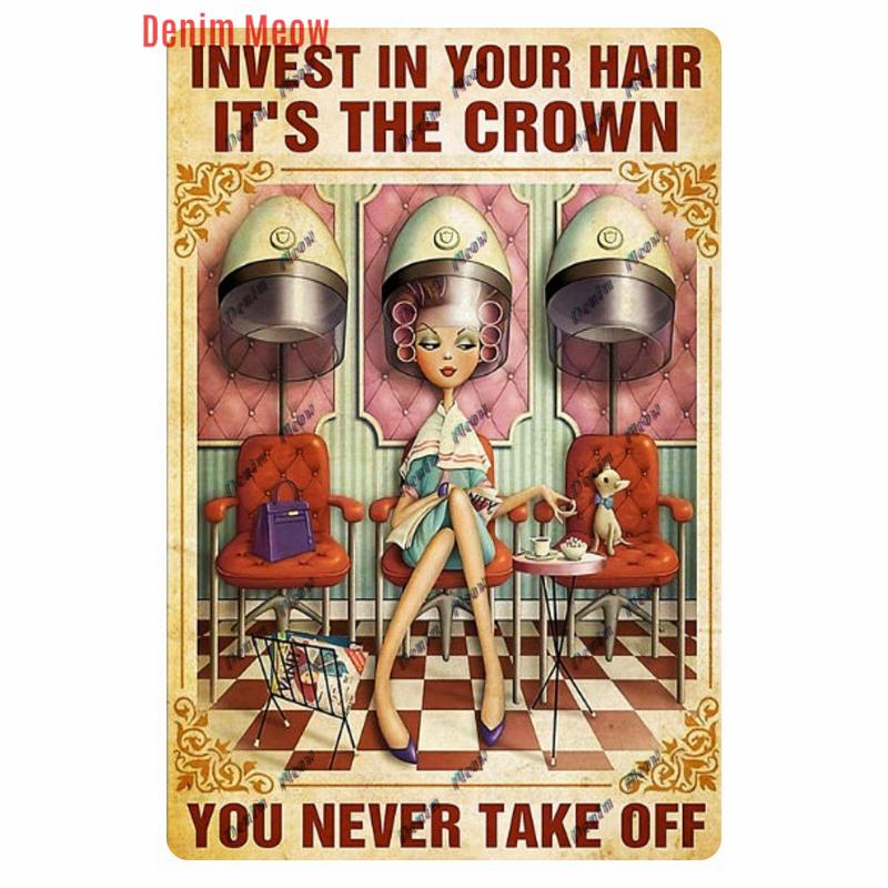 Vintage Hair Stylist Metal Tin Sign, Tattoo Artist Metal Poster, Retro Hairdressing Salon,  Room Wall Poster, Home Decor WY243
