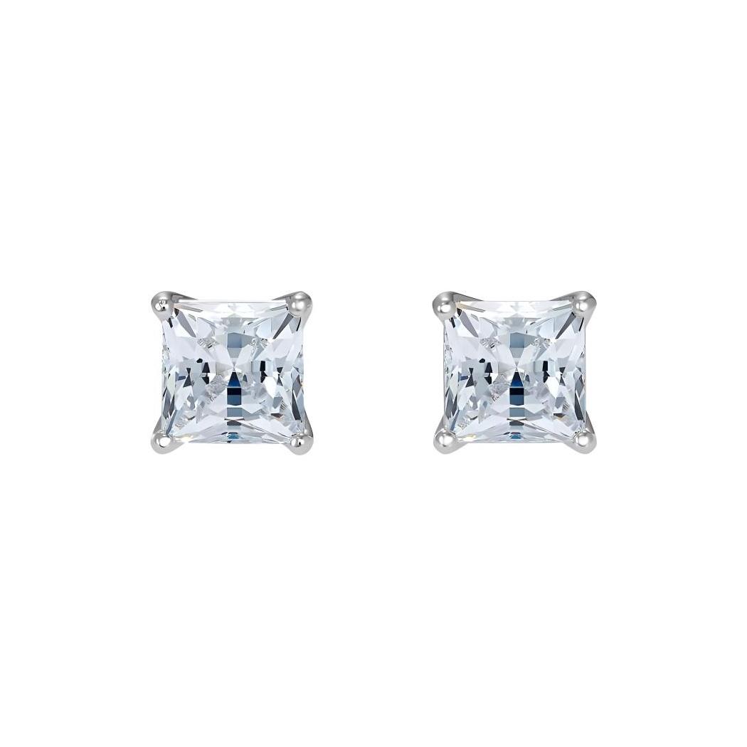 Swarovski Stilla Attract Simple Square Transparent Crystal Earrings Women jewelry Silver 5509936 Box (Random Color)