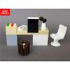 MOC Bricks Desk for Office Computer Book Lamp Work Station Table trash can Building blocks Assembled Toys kids gift