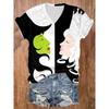 Summer Round Neck 3D Witch Printed Top Fashionable Casual Short Sleeved Women's T-shirts