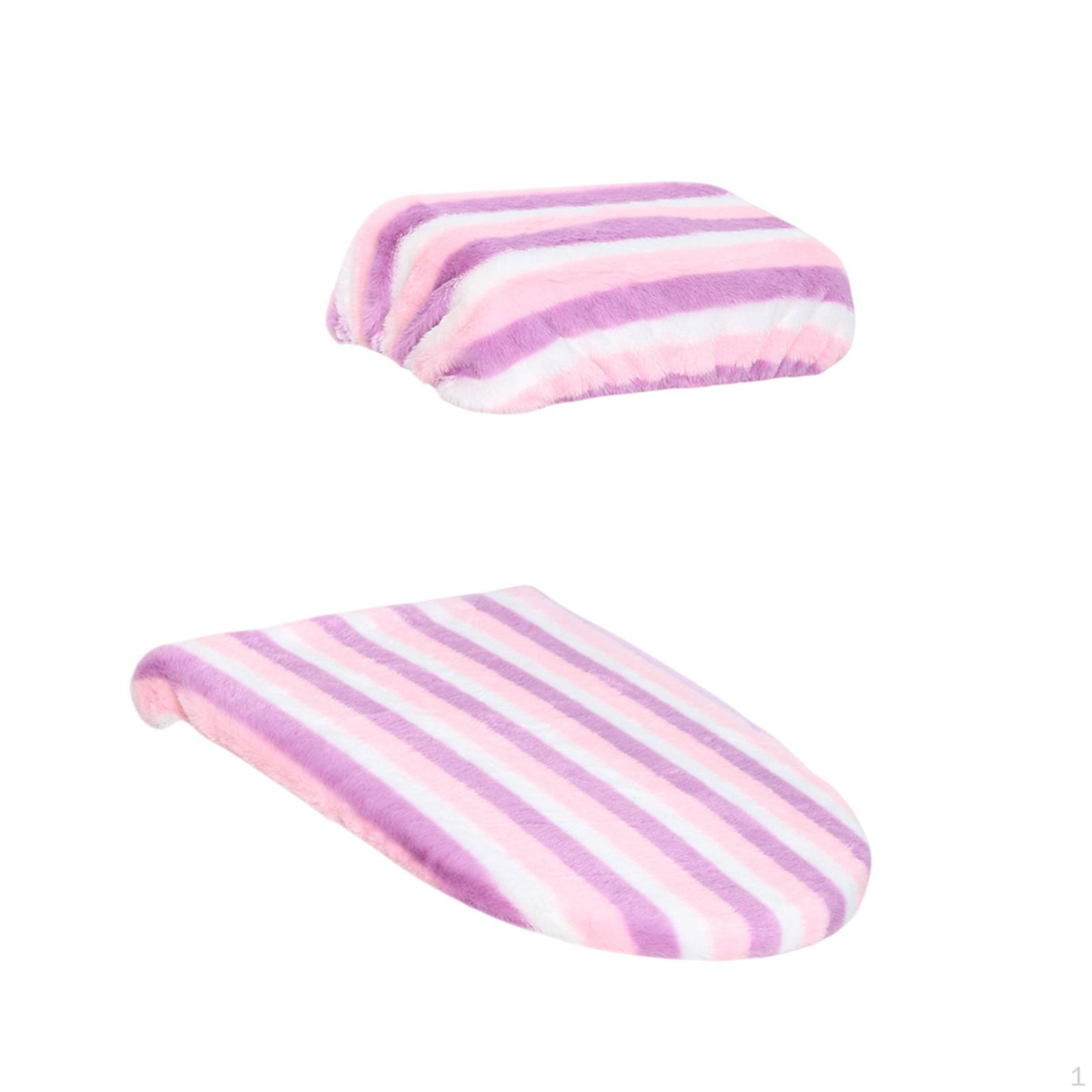 

Comfortable Toilet Seat Set with Pad and Mat, Easy Install Lid Cover for Restaurant Lilac White