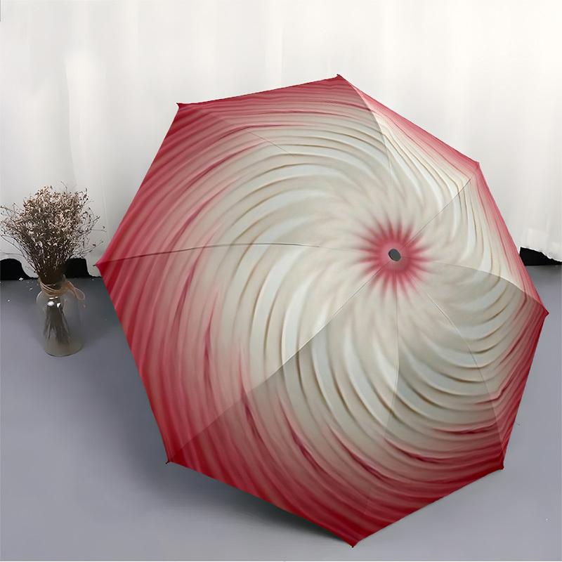 1pc Spiral Pattern Automatic Open/Close Folding Umbrella - Compact 8-Rib Design, Daily Use, Perfect Gift for Friends & Family yy251124195