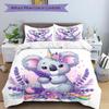 3er-Set Lila Koala Design Druckbezug Ultraweich, Atmungsaktiv und Bequem Bettwäsche mit Stilvollem Design für Schlafzimmer und Gästezimmer Dekor 1 C