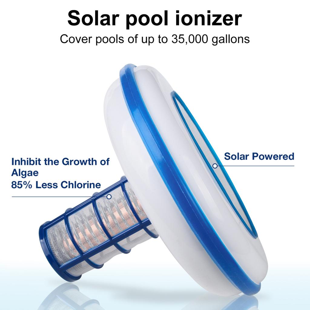 Purificatore per piscina alimentato a energia solare, pulitore galleggiante per acqua con spazzola, purificatore solare sostenibile per piscine di acqua dolce o salata, spa