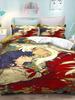 Cartoon Japanese Anime Inuyasha Duvet Cover Set Kawaii Quilt Cover Pillowcase Kids Bedding Set Gifts Suitable for Boys and Girls