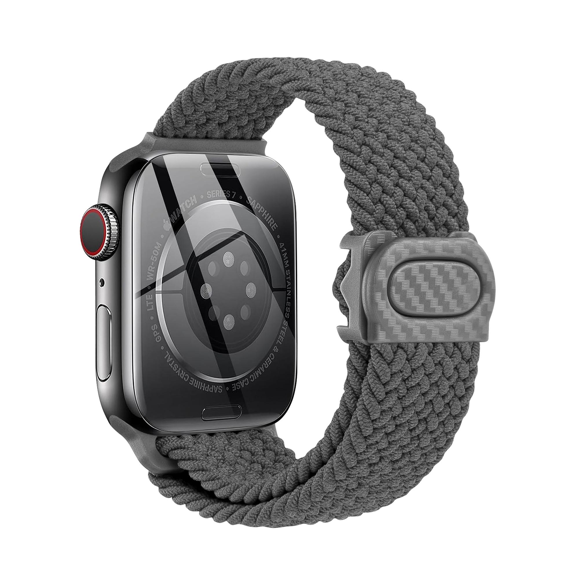 

Straps For Apple watch ultra 2 band 49mm 44mm 45mm 41mm 46mm 42mm Braided solo loop Elastic bracelet iWatch series 9 8 7 6 3 10 S10-42mm 38 40 41mm серый
