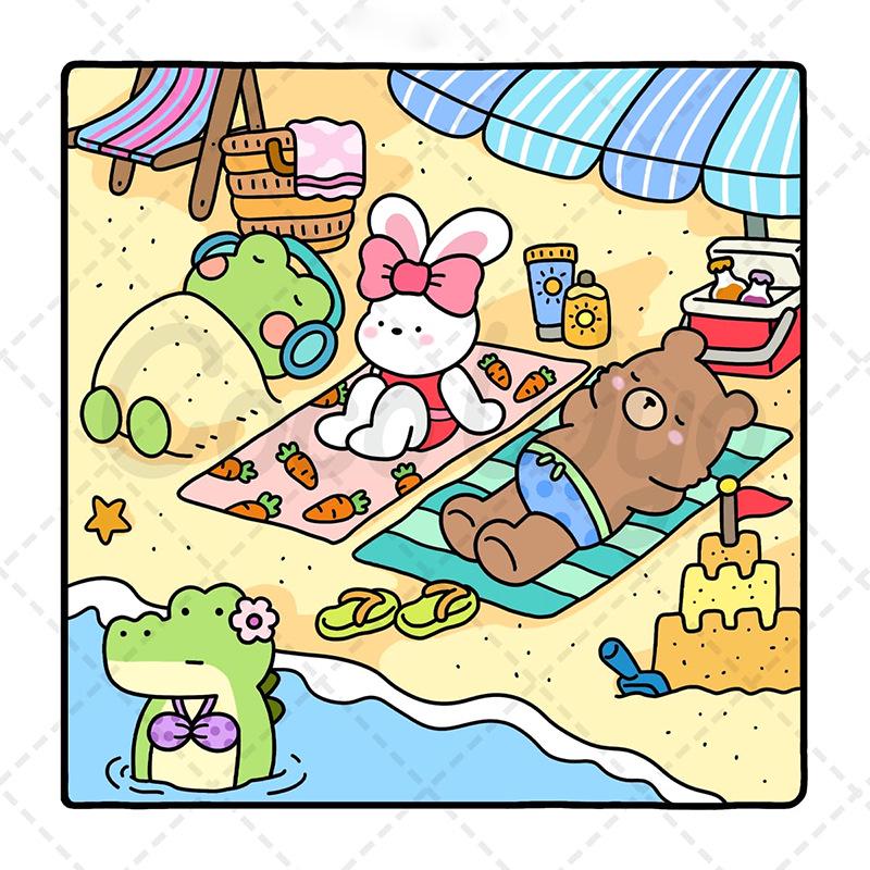 Cross-Border Adult & Teen Coloring Book: Cute Animal Characters for Easy Coloring