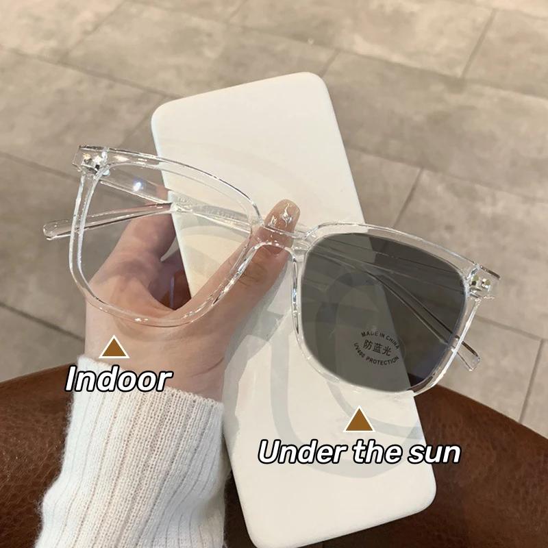 Intelligent Photochromic Myopia Glasses Outdoor Color Changing Finished Near-sighted Eyewear Men Women Minus Diopters Eyeglasses