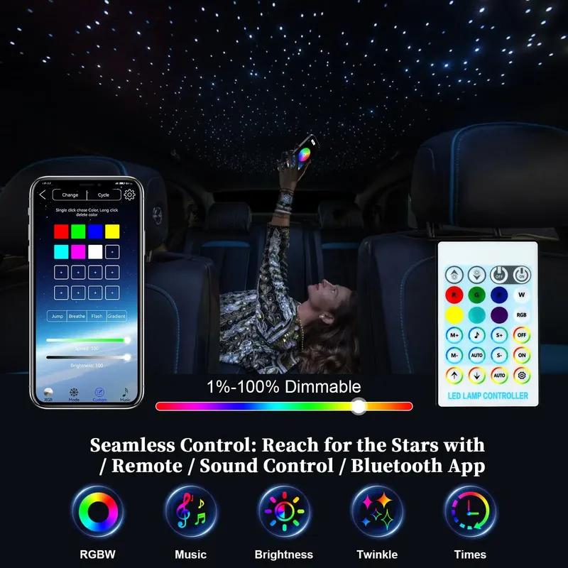 Starry Sky Roof LED Ambient Light RGB APP Control USB Car Interior Ceiling Atmosphere Lamp Universal for Sedan SUV Truck Decor