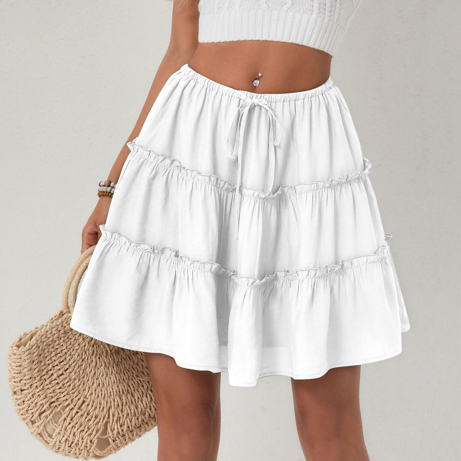 

Женская модная короткая юбка, брюки-анти-ходьба, подкладка, высокая талия, однотонная юбка-полубоди XL белый