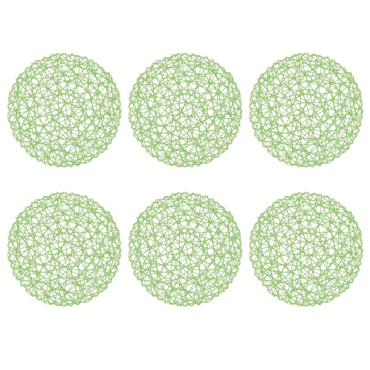 

D5 6 Pack Paper Braided Round Placemats for Dining Table Mat Paper Woven Boho Decorative Circle Place Mat for Wedding Christmas 38cm&Round зелёный