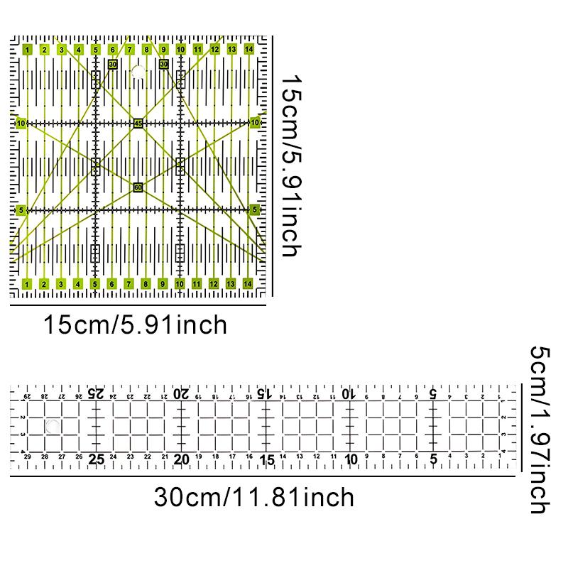 1PC Acrylic Ruler Quilting Patchwork Ruler Transparent Measuring Tools 15x15cm 5x30cm Gridded Design Sewing Craft DIY Rulers ZYF