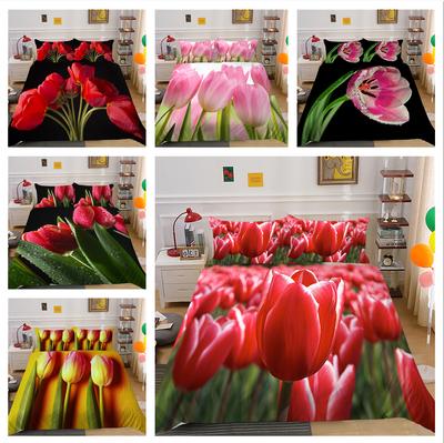 Ensemble de literie à fleurs 3D, housse de couette et taie d'oreiller, pour lit Double, couvre-lit pleine taille, lavable, fermeture éclair, décoration confortable de la maison