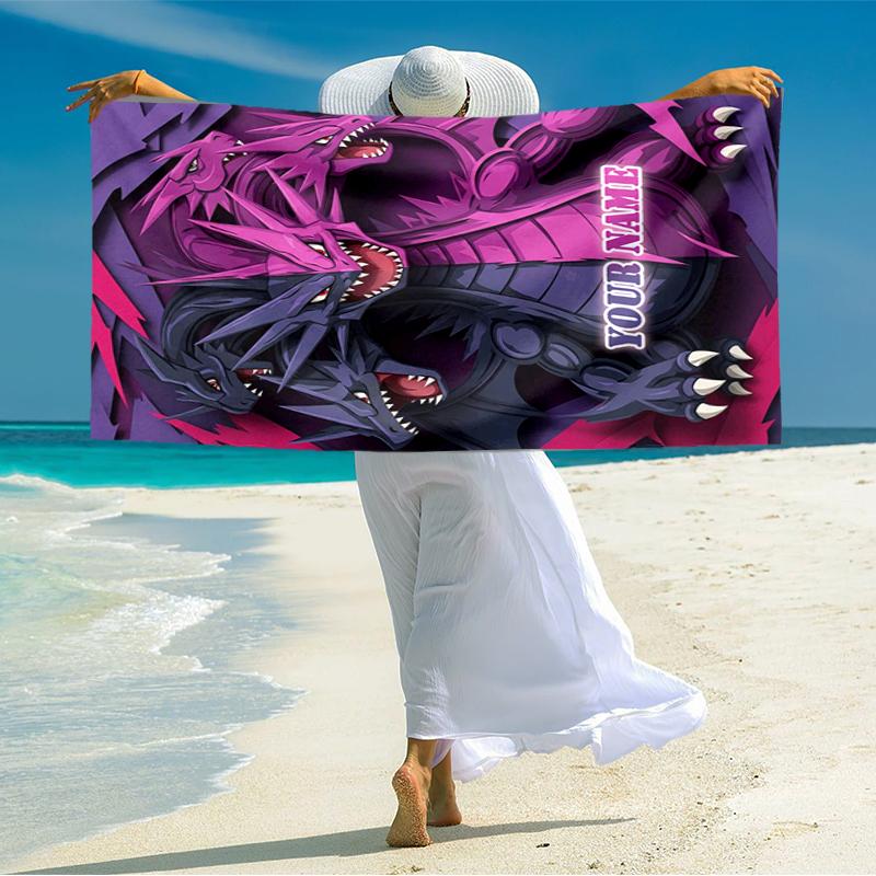1PC Custom Name "Dragon Fantasy Artwork" Beach Towel Highly Absorbent And Sand-Resistant Towel for Swimming, Pool, Yoga, And Travel Lightweight